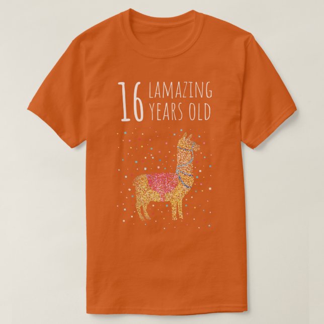 Camiseta Cumpleaños Dieciséis 16 Llama Alpaca (Diseño del anverso)