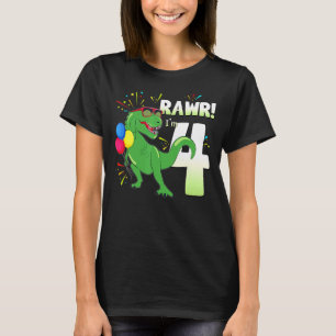 Camiseta Cumpleaños Dinosaur Rex Rawr Soy Niños De 4 Años