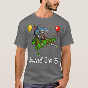 Camiseta Cumpleaños Dinosaurio TRe Fiesta de tiburón Rawr I