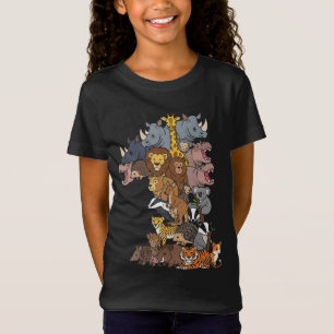 Camiseta Cumpleaños divertido 1 Safari Figuras de animales 