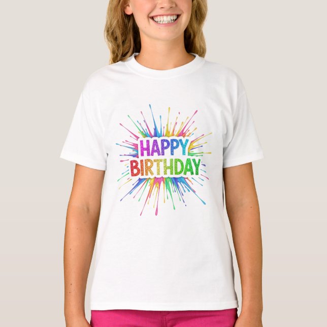 Camiseta Cumpleaños divertido arcoíris brillo (Anverso)