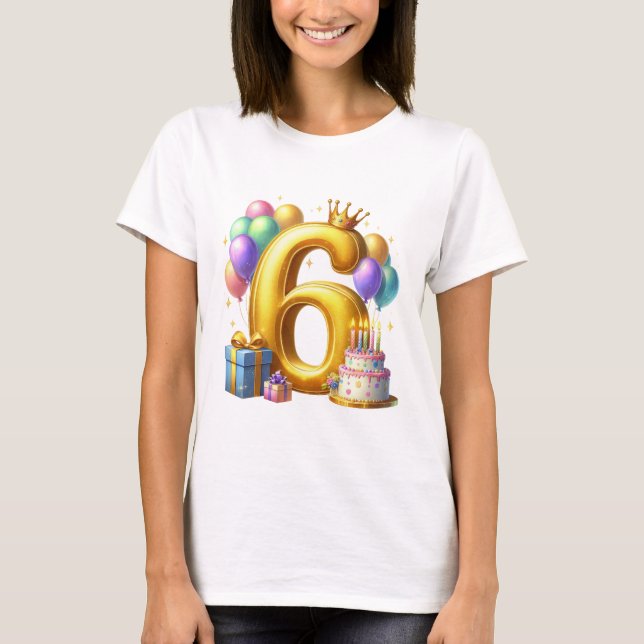 Camiseta Cumpleaños dorado 6 (Anverso)