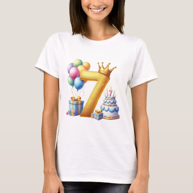 Camiseta Cumpleaños dorado 7 (Anverso)