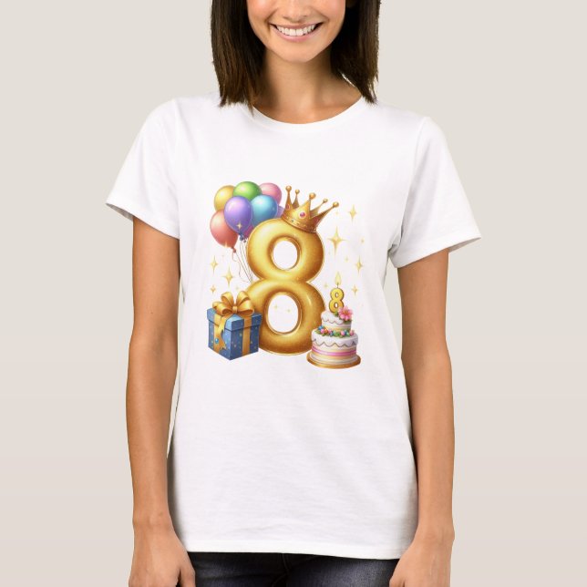 Camiseta Cumpleaños dorado 8 (Anverso)