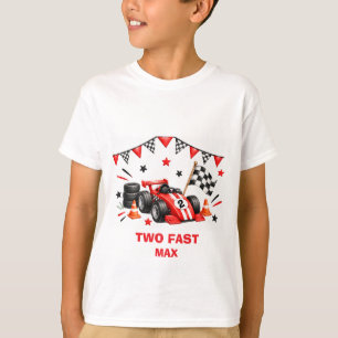 Camiseta Cumpleaños Dos Veloz Auto de Carreras Rojo