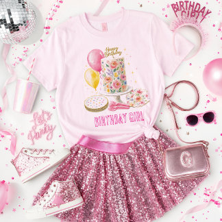 Camiseta Cumpleaños Dulce Niña Tarta Floral Fiesta