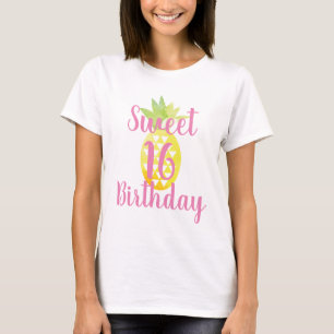 Camiseta Cumpleaños Dulces 16 Piña Acuarela
