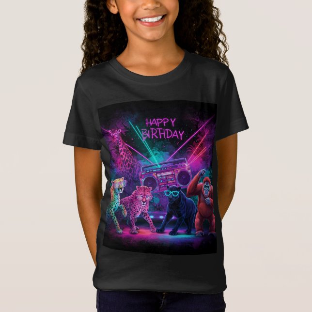 Camiseta Cumpleaños en la jungla por Natasha Us (Anverso)