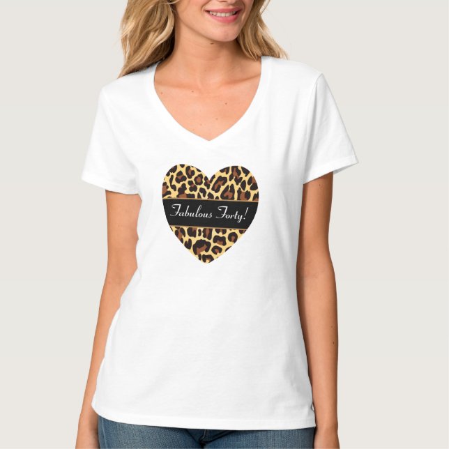 Camiseta Cumpleaños fabuloso 40 A16 del leopardo negro del (Anverso)