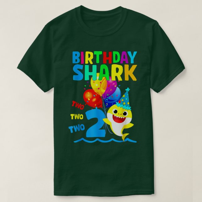 Camiseta Cumpleaños familia de regalo de 2º tiburón con dos (Diseño del anverso)