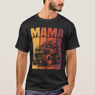 Camiseta Cumpleaños familiar de Mamá Camión Monstruo Retro