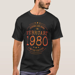 Camiseta Cumpleaños Febrero 1980 Año Edición Limitada Usada