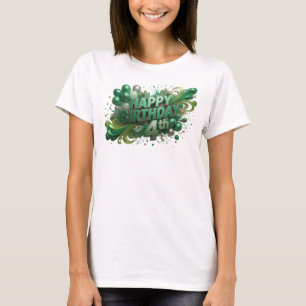 Camiseta Cumpleaños Feliz 4º Impreso Limpio Verde