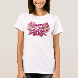 Camiseta Cumpleaños Feliz 5º impresión rosa vibrante