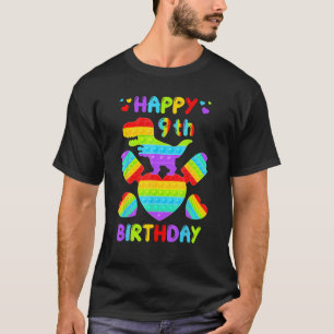 Camiseta Cumpleaños Feliz 9 Años Pop It Dinosaurio Niños