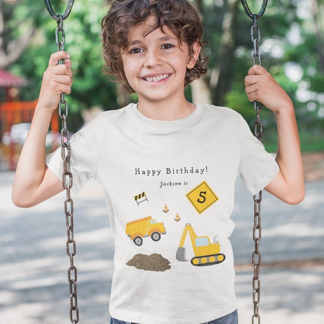 Camiseta Cumpleaños feliz de la construcción - Nombre y niñ (Subido por el creador)