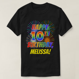Camiseta CUMPLEAÑOS FELIZ de la mirada del arco iris 10mo;