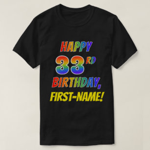 Camiseta CUMPLEAÑOS FELIZ de la mirada del arco iris 33ro 