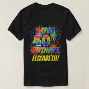 Camiseta CUMPLEAÑOS FELIZ de la mirada del arco iris 40.o;