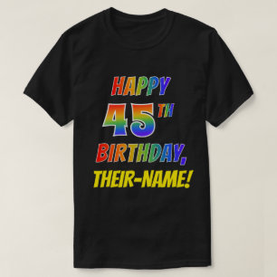 Camiseta CUMPLEAÑOS FELIZ de la mirada del arco iris 45.o 