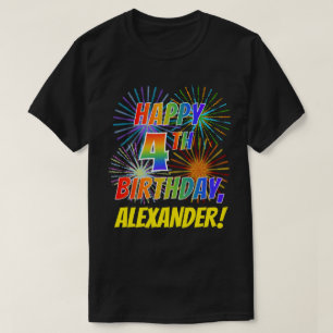 Camiseta CUMPLEAÑOS FELIZ de la mirada del arco iris 4to;