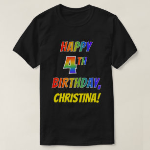 Camiseta CUMPLEAÑOS FELIZ de la mirada del arco iris 4to +