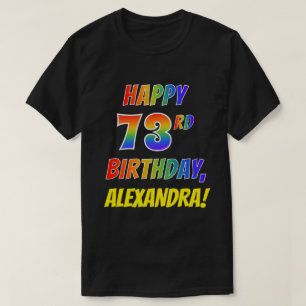 Camiseta CUMPLEAÑOS FELIZ de la mirada del arco iris 73.o 
