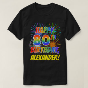Camiseta CUMPLEAÑOS FELIZ de la mirada del arco iris 80.o;