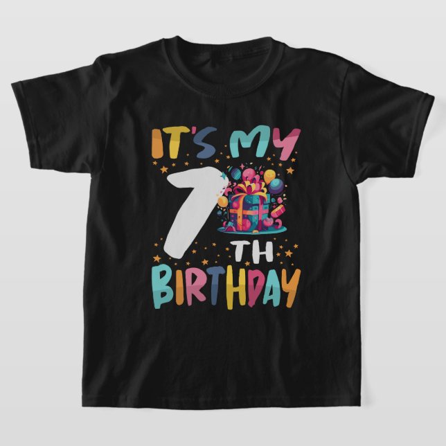 Camiseta Cumpleaños feliz de mis hijos en 7 años (Distribución)
