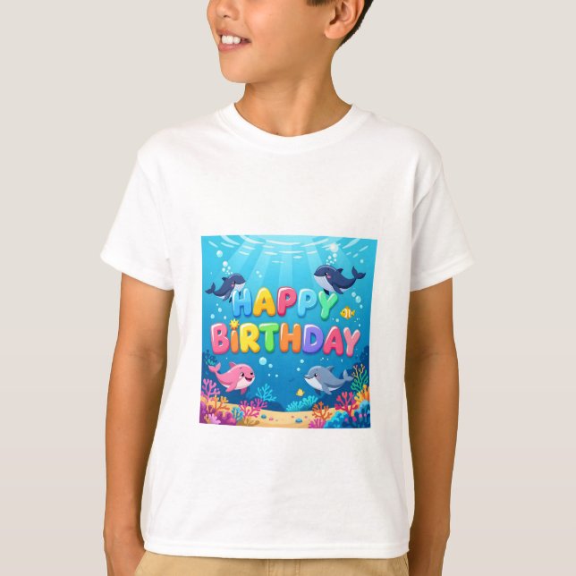 Camiseta Cumpleaños feliz delfín náutico lindo (Anverso)