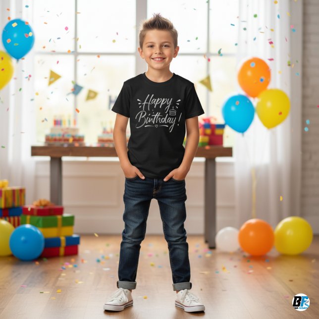 Camiseta Cumpleaños feliz - Diseño de texto blanco (Subido por el creador)