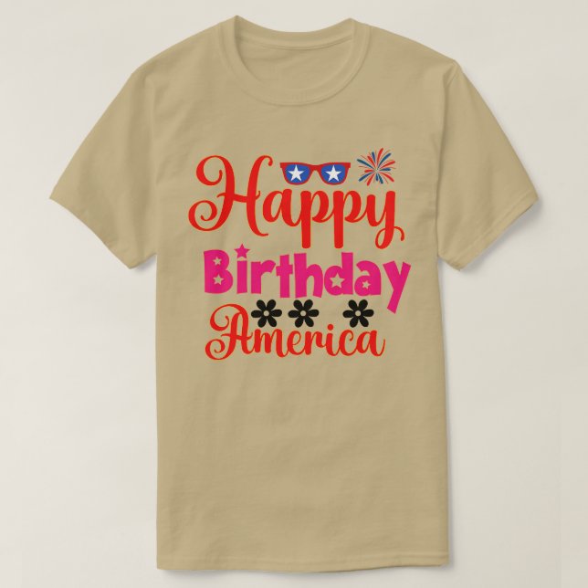 Camiseta cumpleaños feliz estados unidos 4 de julio (Diseño del anverso)