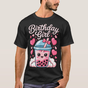 Camiseta Cumpleaños Feliz Niña Lindo Arco Rosa Burbuja Boba