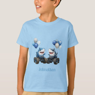 Camiseta Cumpleaños Fiesta de Camión Monstruo Tiburón