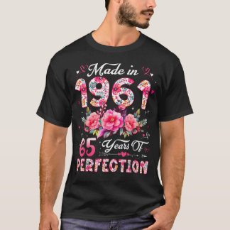 Camiseta Cumpleaños Floral De 65 Años Hecho En 1961