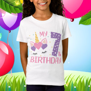 Camiseta cumpleaños fresco de unicornio edad 7