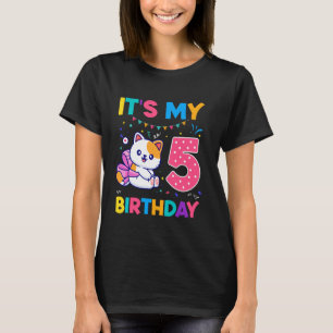 Camiseta Cumpleaños gato 5 años Kitten gatito 5to Cumpleaño