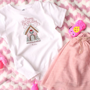 Camiseta Cumpleaños Gingerbread rosa personalizado