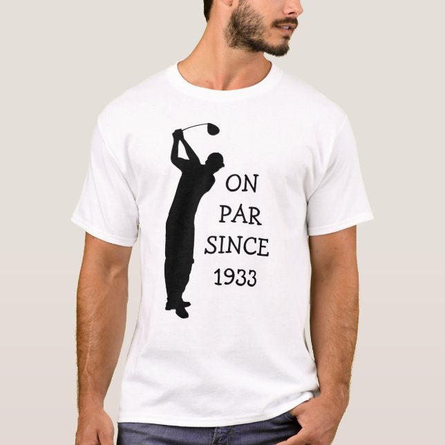Camiseta Cumpleaños Golfer Funny 90 feliz papá Par Humor (Anverso)