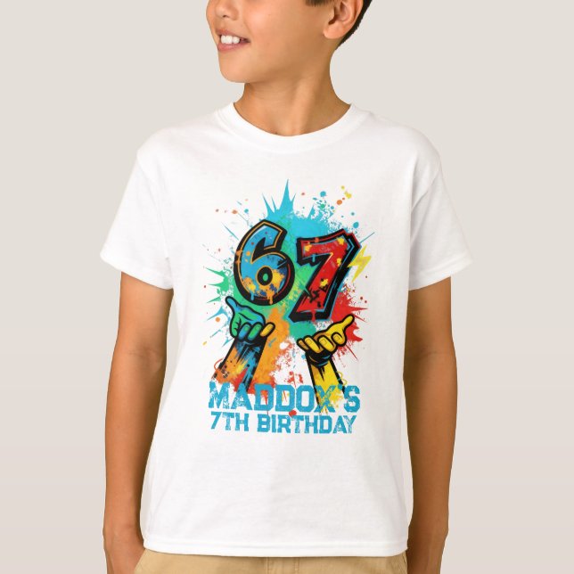 Camiseta cumpleaños Graffiti 6-7 Seis Siete (Anverso)