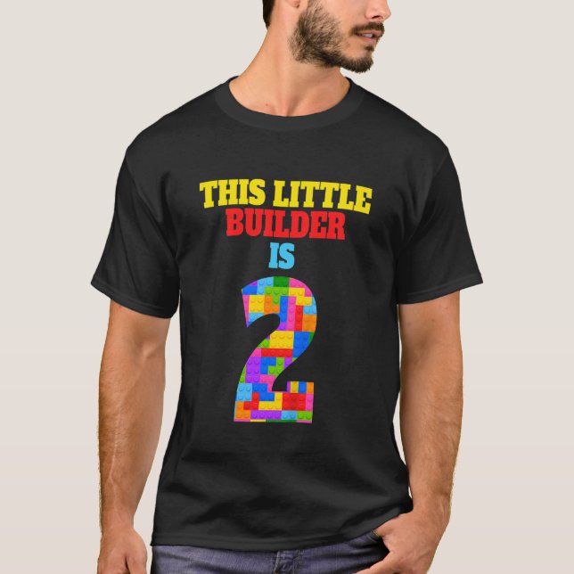 Camiseta Cumpleaños infantil 2 años niño niña constructor (Anverso)