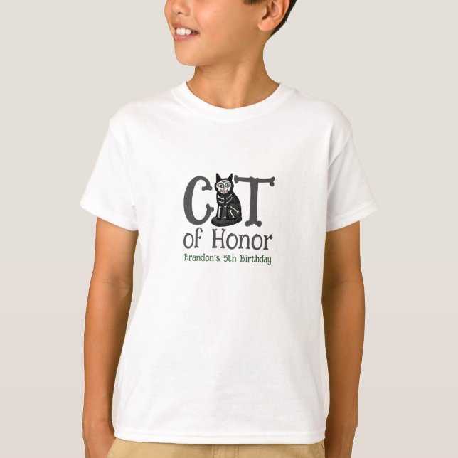 Camiseta Cumpleaños infantil del invitado de honor de gatos (Anverso)