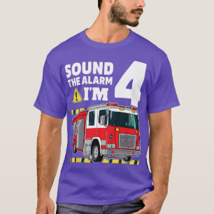 Camiseta Cumpleaños infantil niño 4 camión de bomberos 4 cu