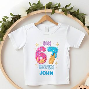 Camiseta Cumpleaños infantil personalizado 6 7 Donut dulce 
