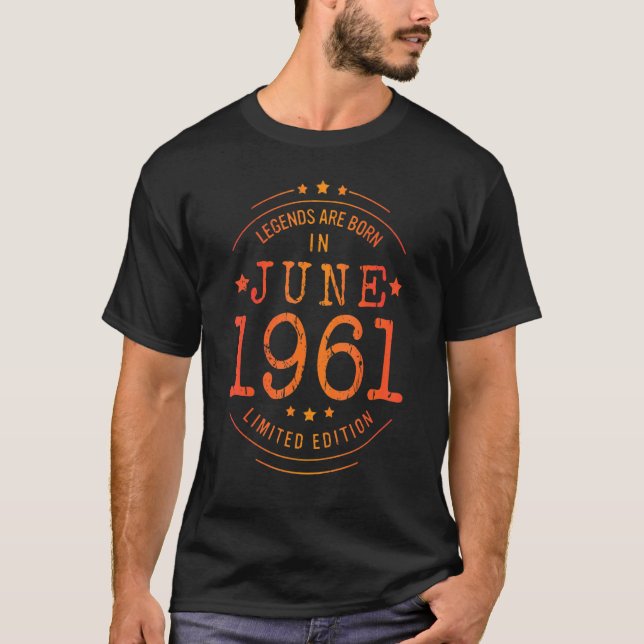 Camiseta Cumpleaños Junio de 1961 Año Leyendas usadas (Anverso)