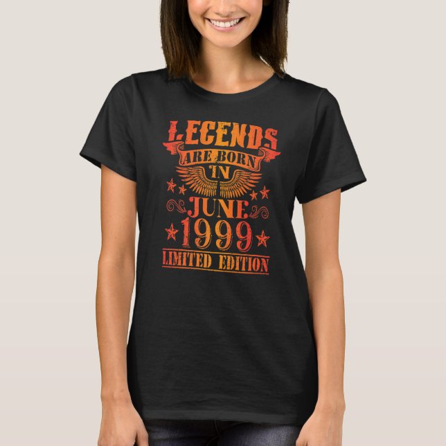 Camiseta Cumpleaños Junio de 1999 Año Leyendas usadas (Anverso)