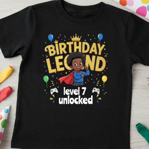 Camiseta Cumpleaños Leyenda Nivel 7 Desbloqueado Jugador 7º