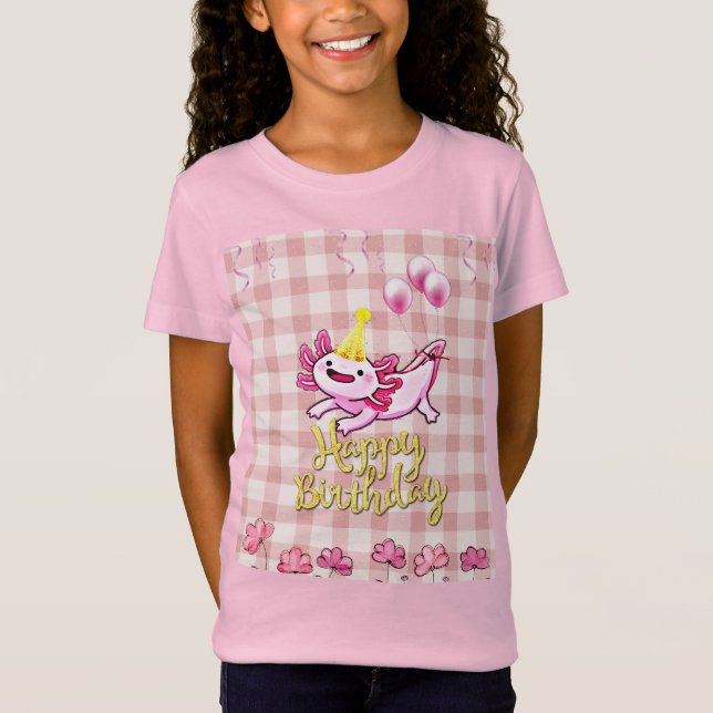 Camiseta Cumpleaños lindo axolotl (Anverso)