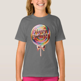 Camiseta Cumpleaños Lollipop con una Oro de Oro