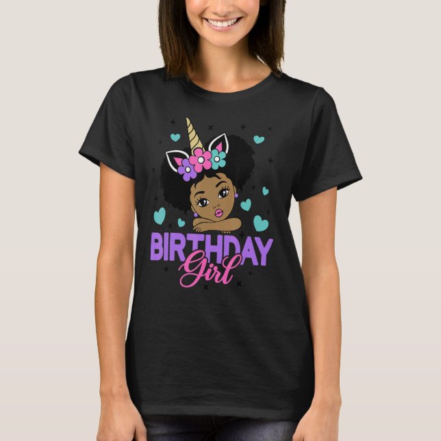Camiseta Cumpleaños mágico de niños africanos de Unicornio (Anverso)